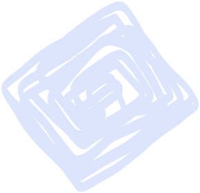 Light blue, scribbled diamond shape with nested, slightly off-center squares.