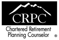 Logo for Chartered Retirement Planning Counselor: White text "CRPC" 