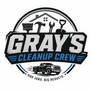 GRAY'S Cleanup Crew logo with house, tools, truck, and slogan “Odd jobs, big results.”