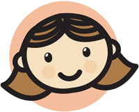 Cartoon character of a girl with brown hair.