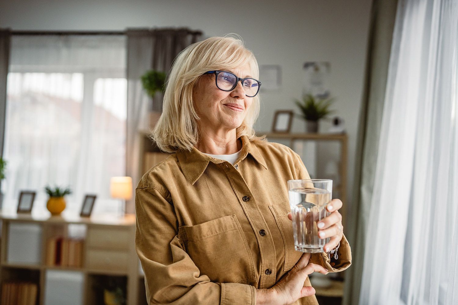 Happy senior woman wearing an eyeglasses