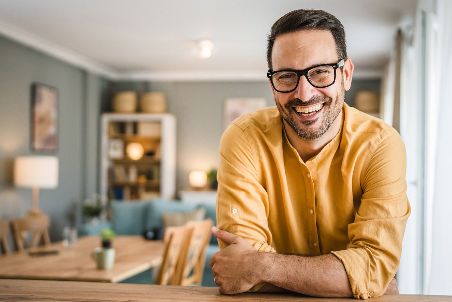 Happy man wearing an eyeglasses