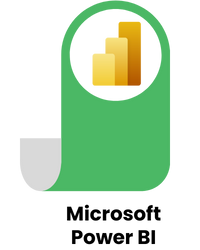Green tab icon with the Power BI logo, representing business intelligence and dashboards.