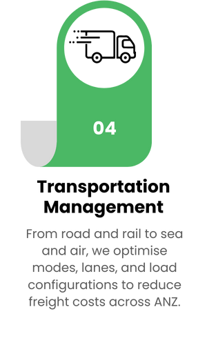 Transportation management icon with delivery truck, symbolizing road, rail, sea, and air freight cost optimization.