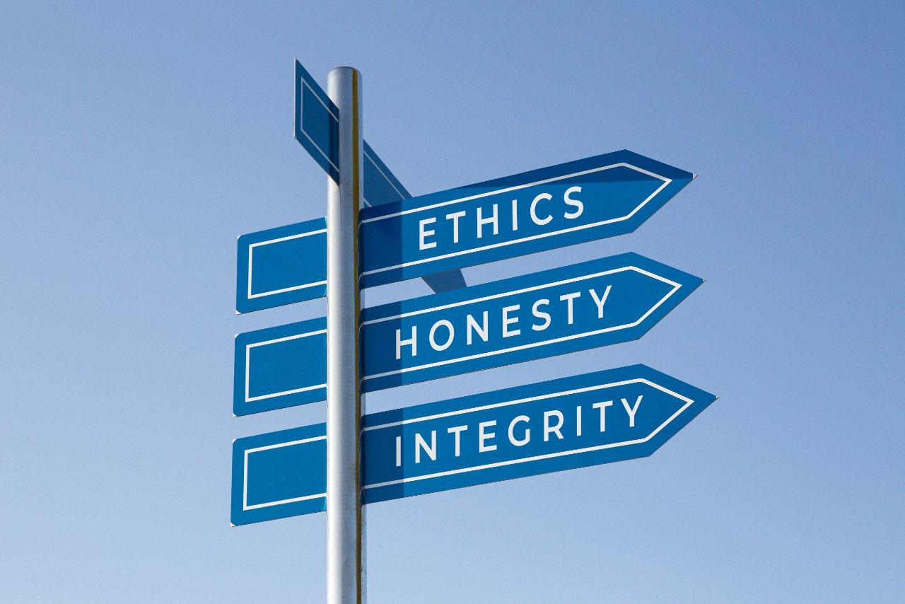 A Sign That Says Ethics, Honesty and Integrity On It