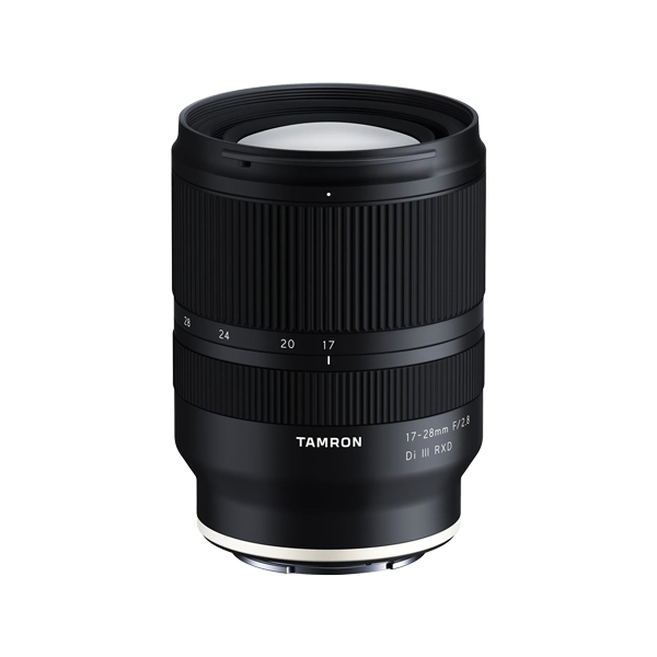 Black Tamron camera lens on a white background