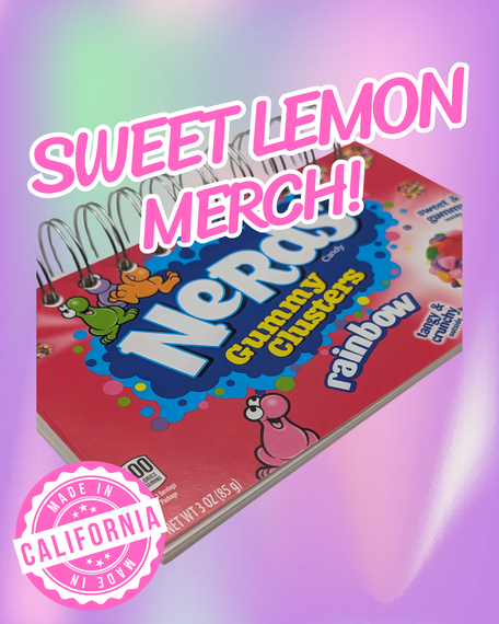A notepad that says Nerds Gummy Clusters on it