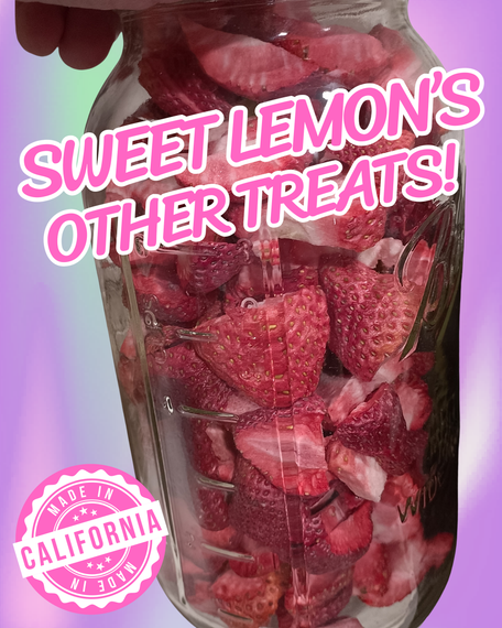 A jar of strawberries with the words sweet lemon 's other treats written on it