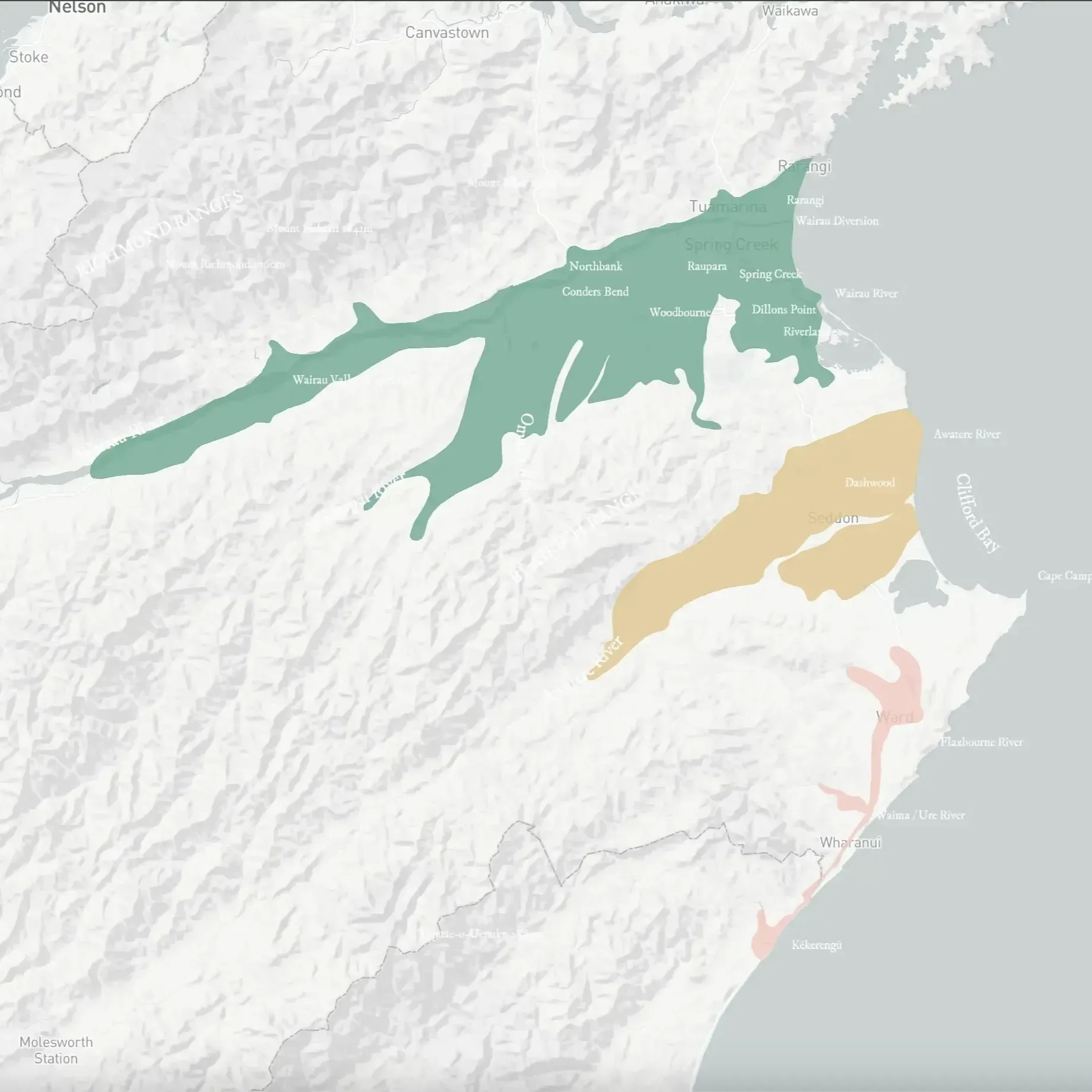 AMW Marlborough Wine Sub Regions Map