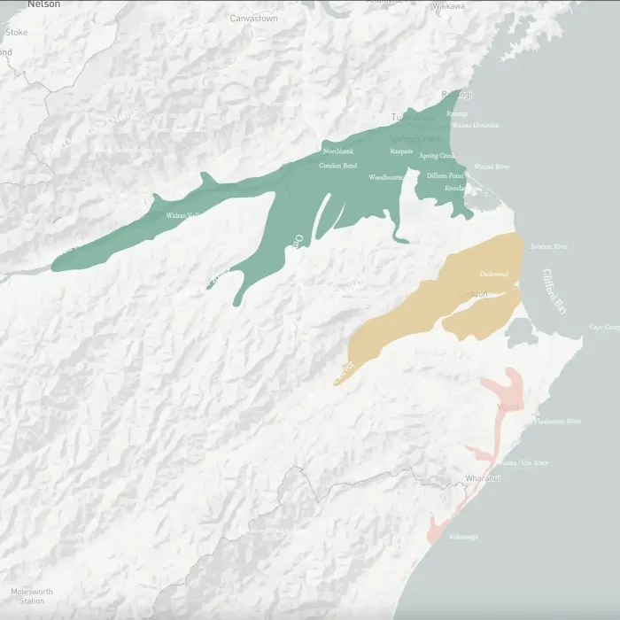 AMW Marlborough Wine Sub Regions Map