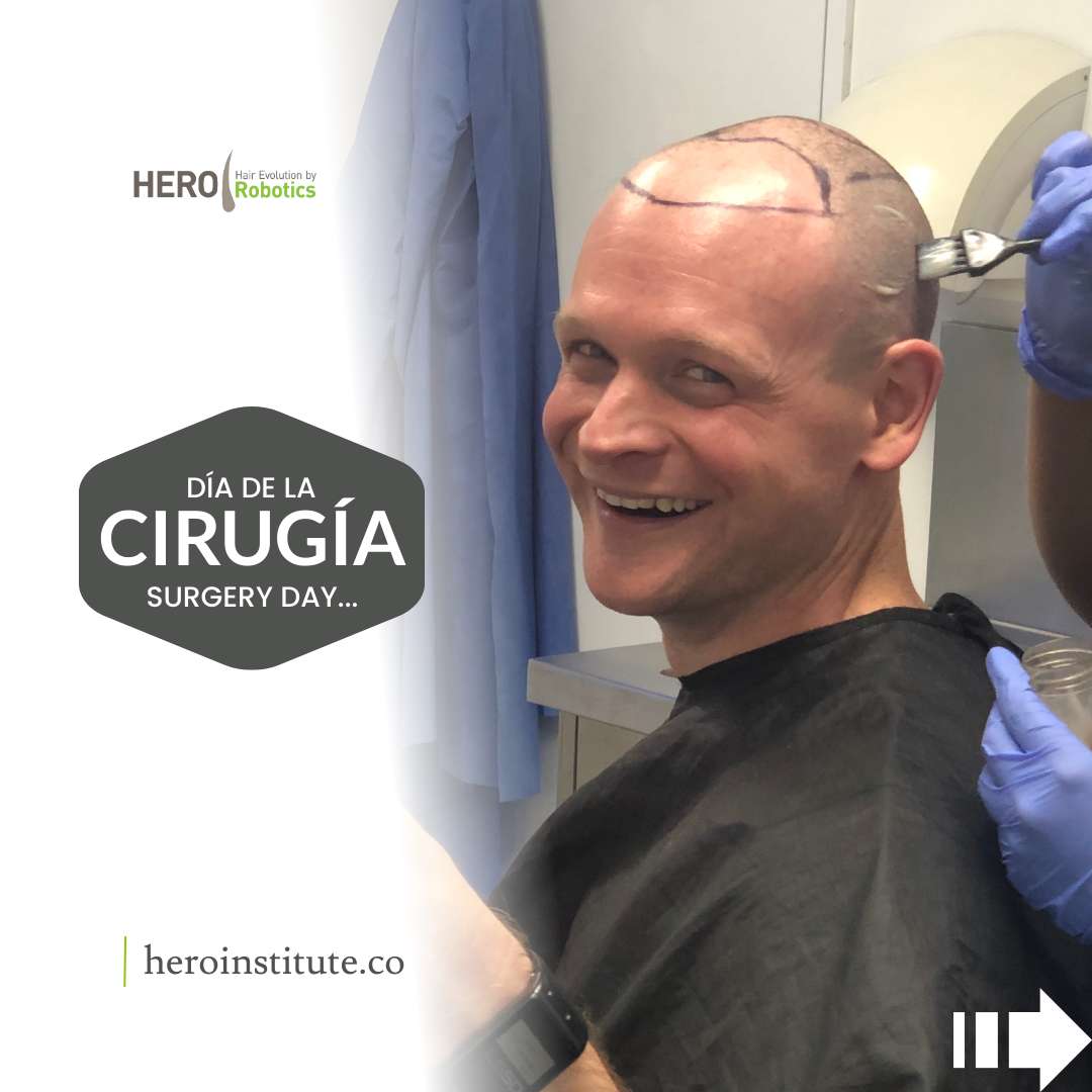 a man is smiling in front of a sign that says dia de la cirugia surgery day
