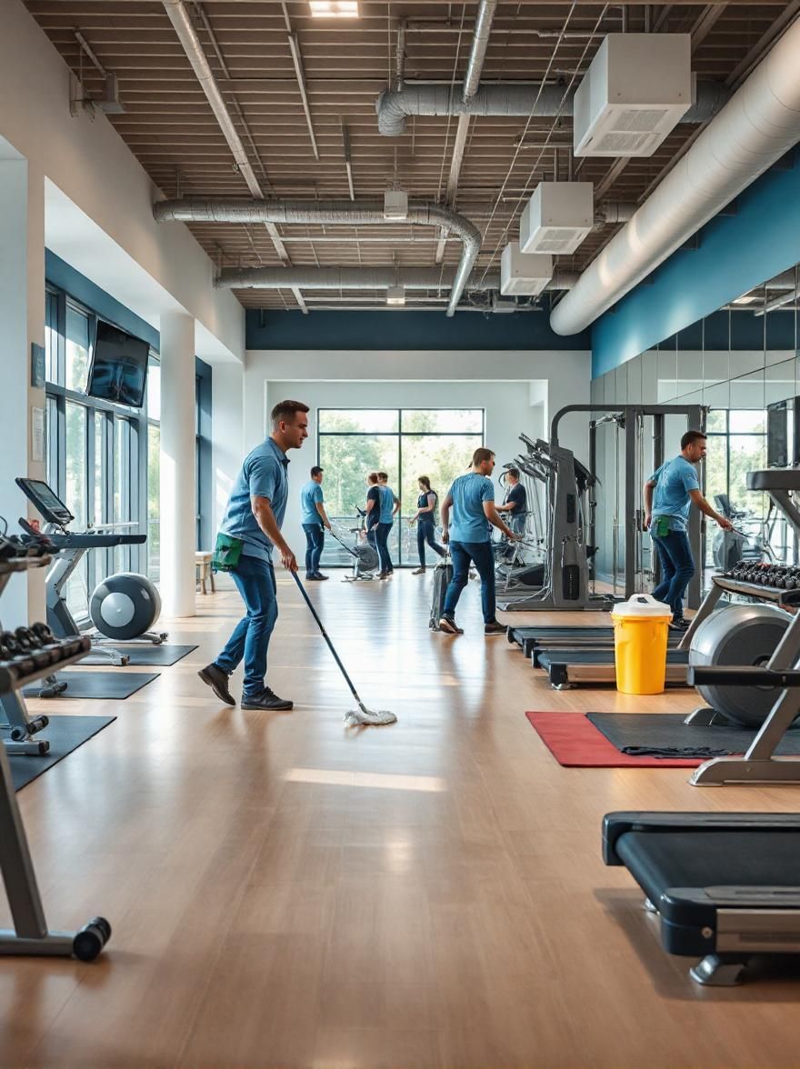 professional cleaners in fitness center