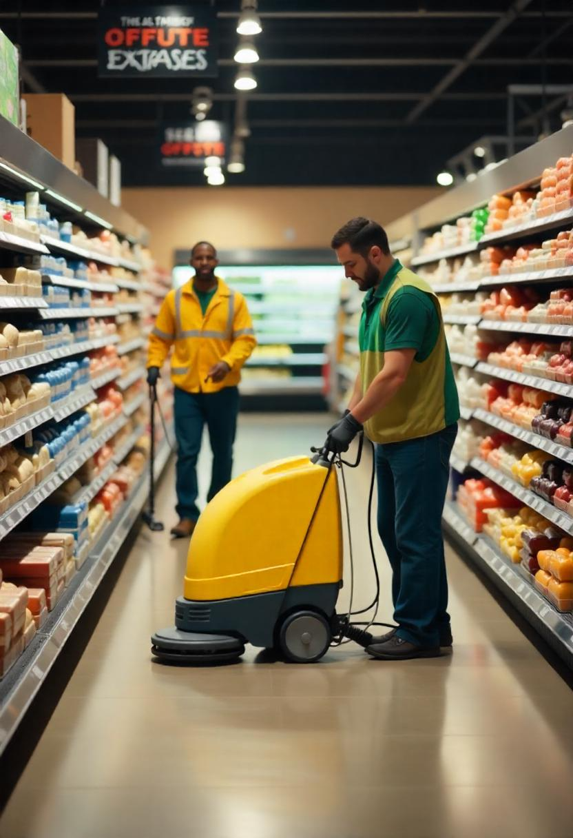 A team of professional cleaners cleaning the floor