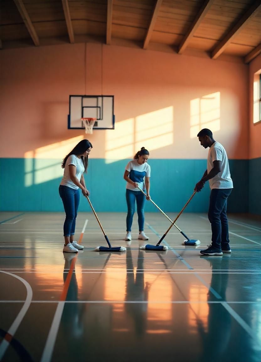 cleaning basketball hoop in education facilities