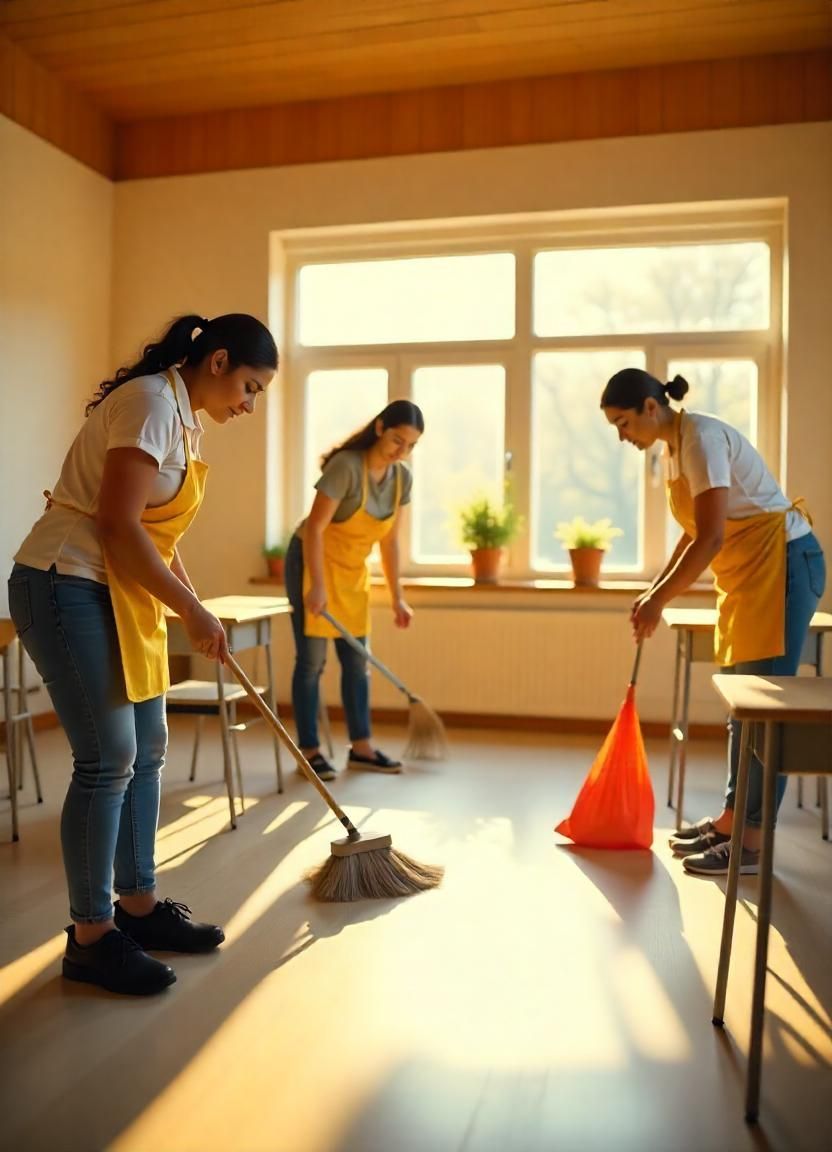 professional cleaners in education facility