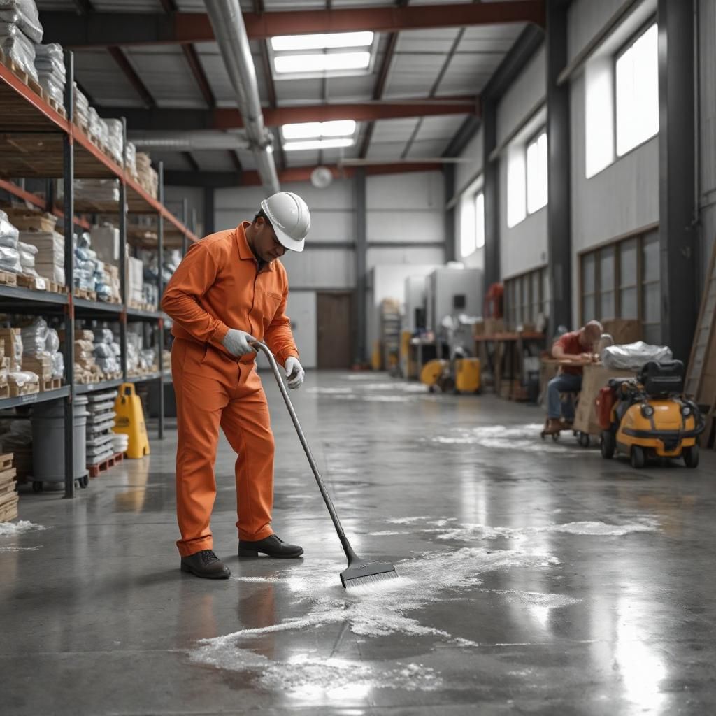 man cleaning office floor