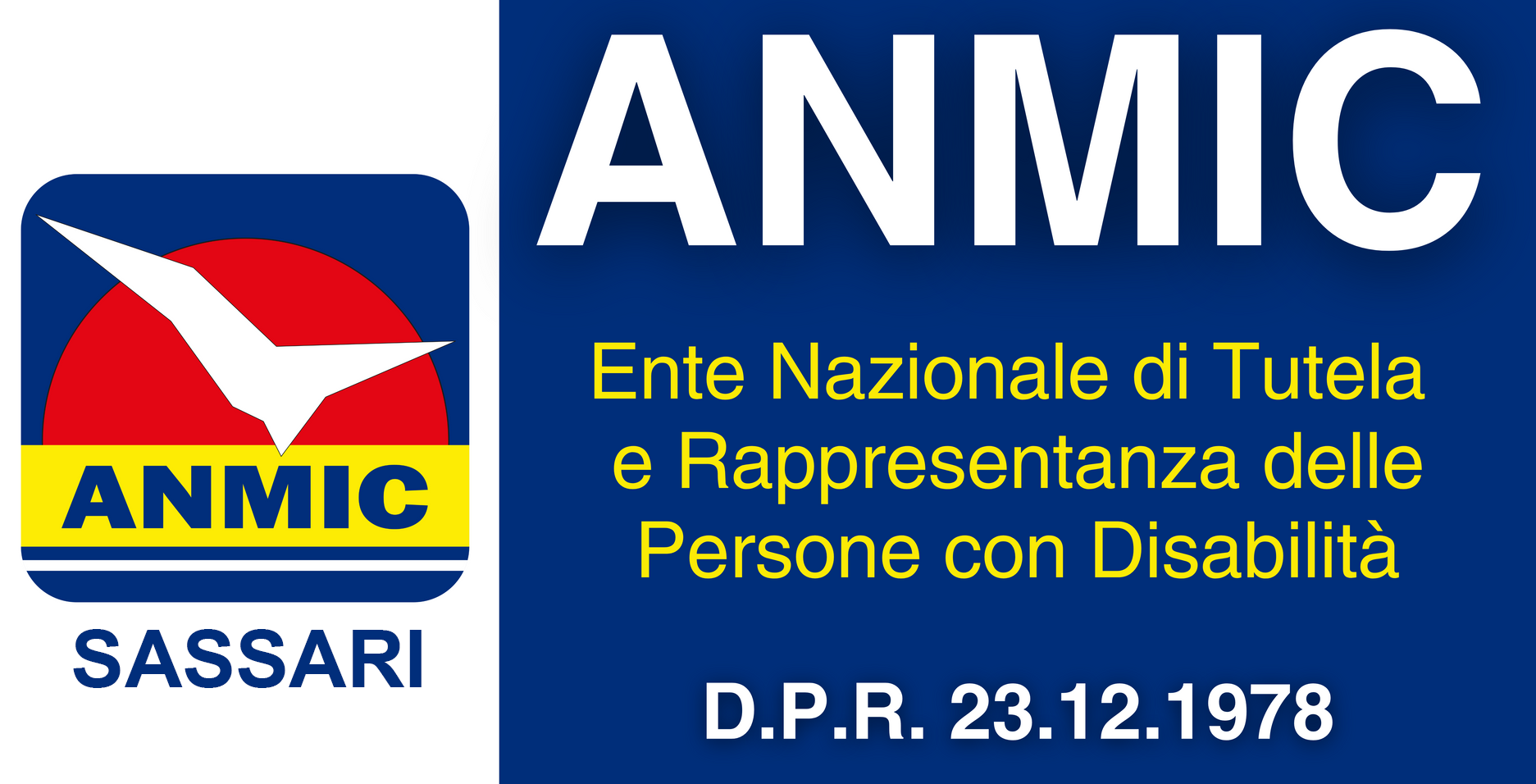 ANMIC logo: Blue square with white text, a red circle with a white bird, and the Italian text 