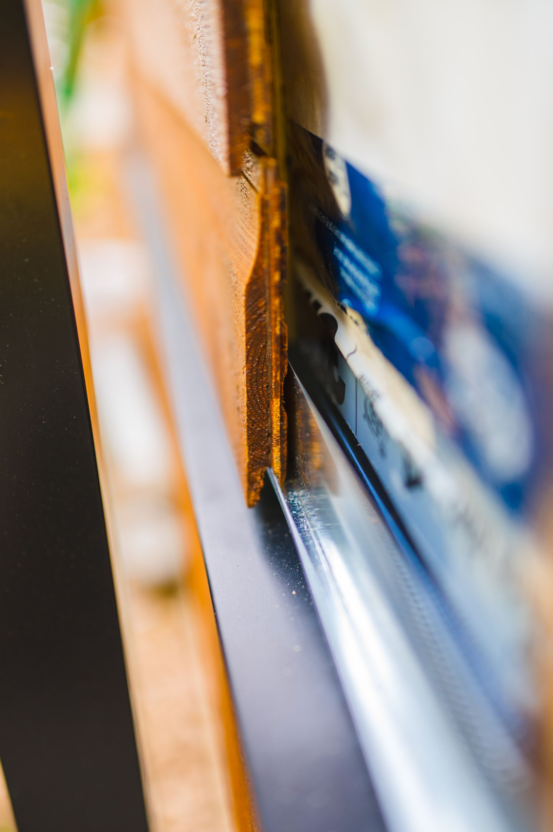 A close up of a piece of wood with a metal frame.
