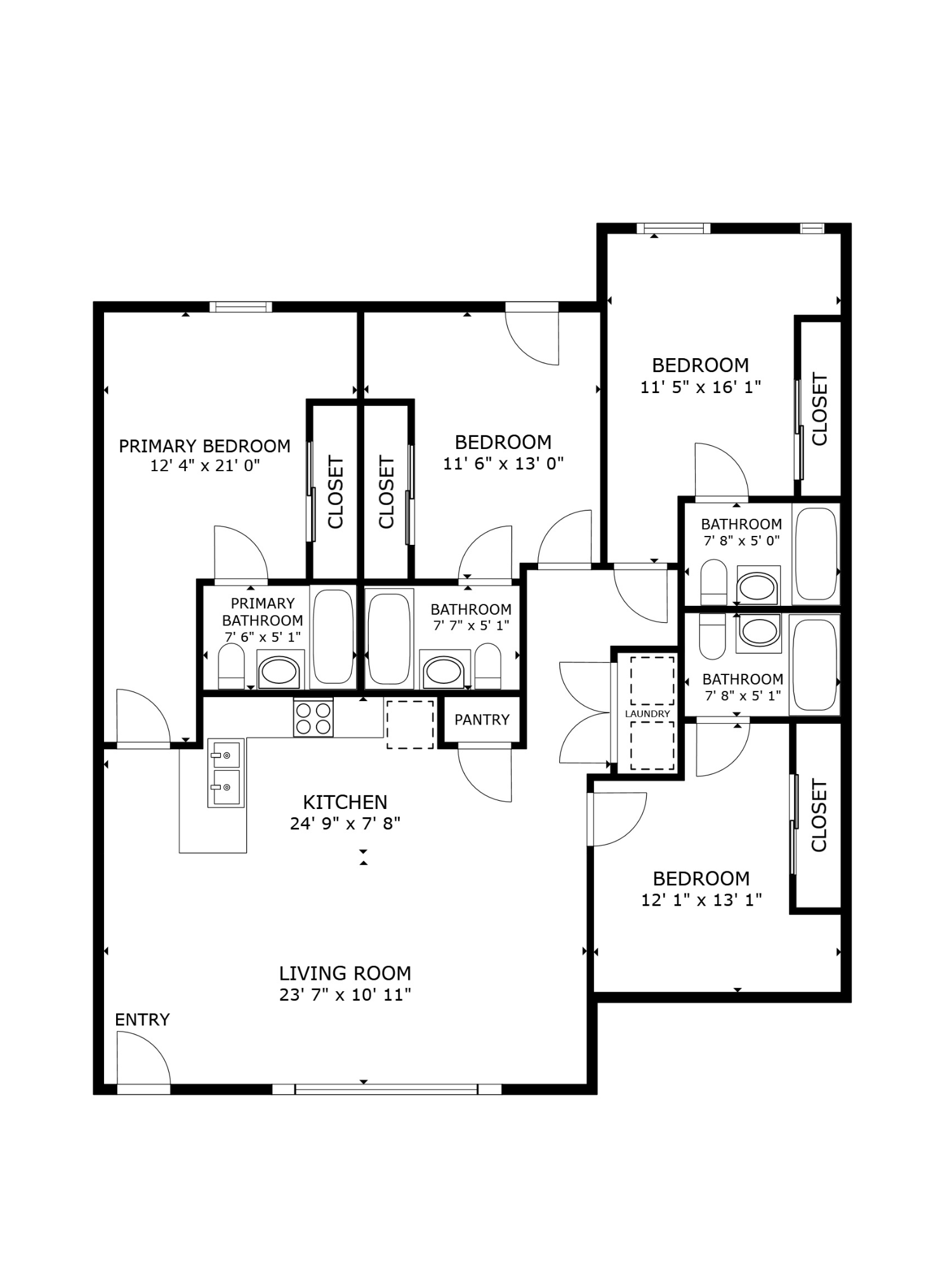 4 Bedroom, 4 Bathroom Top Floor Floorplan