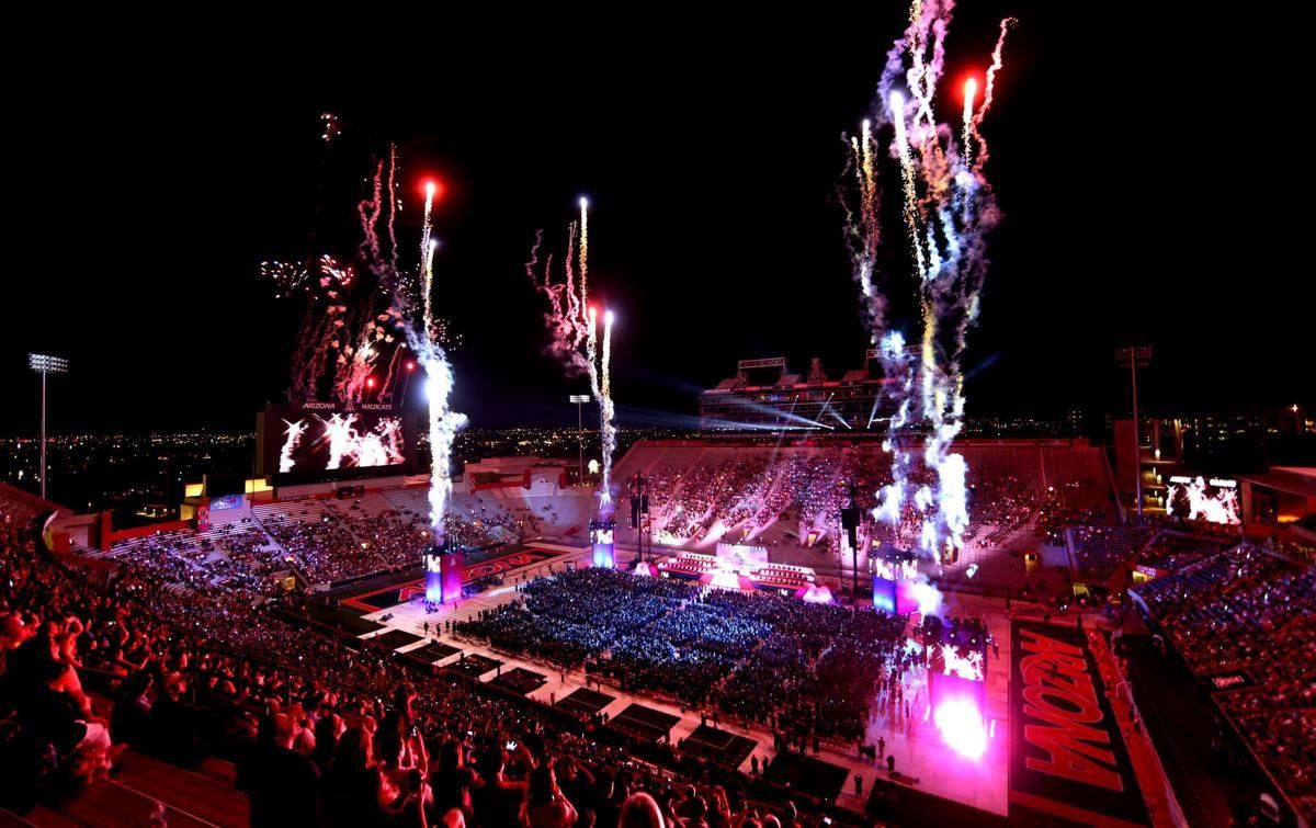 University of Arizona footbal stadium with fireworks