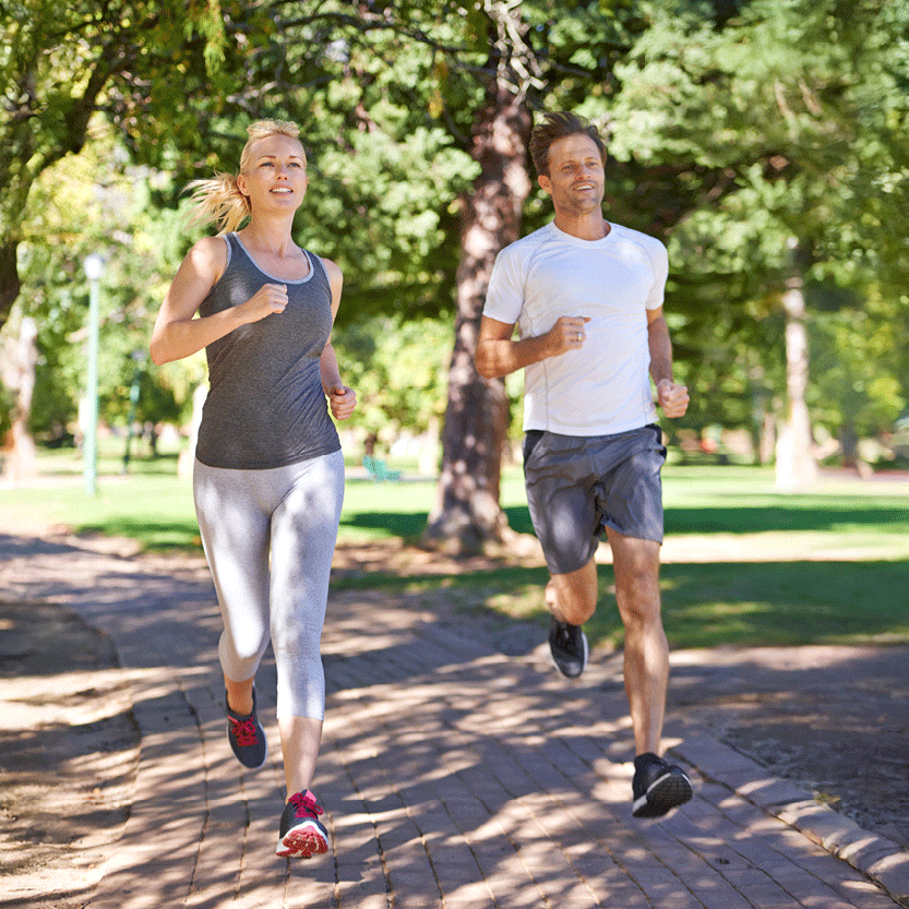 Couple running in the park