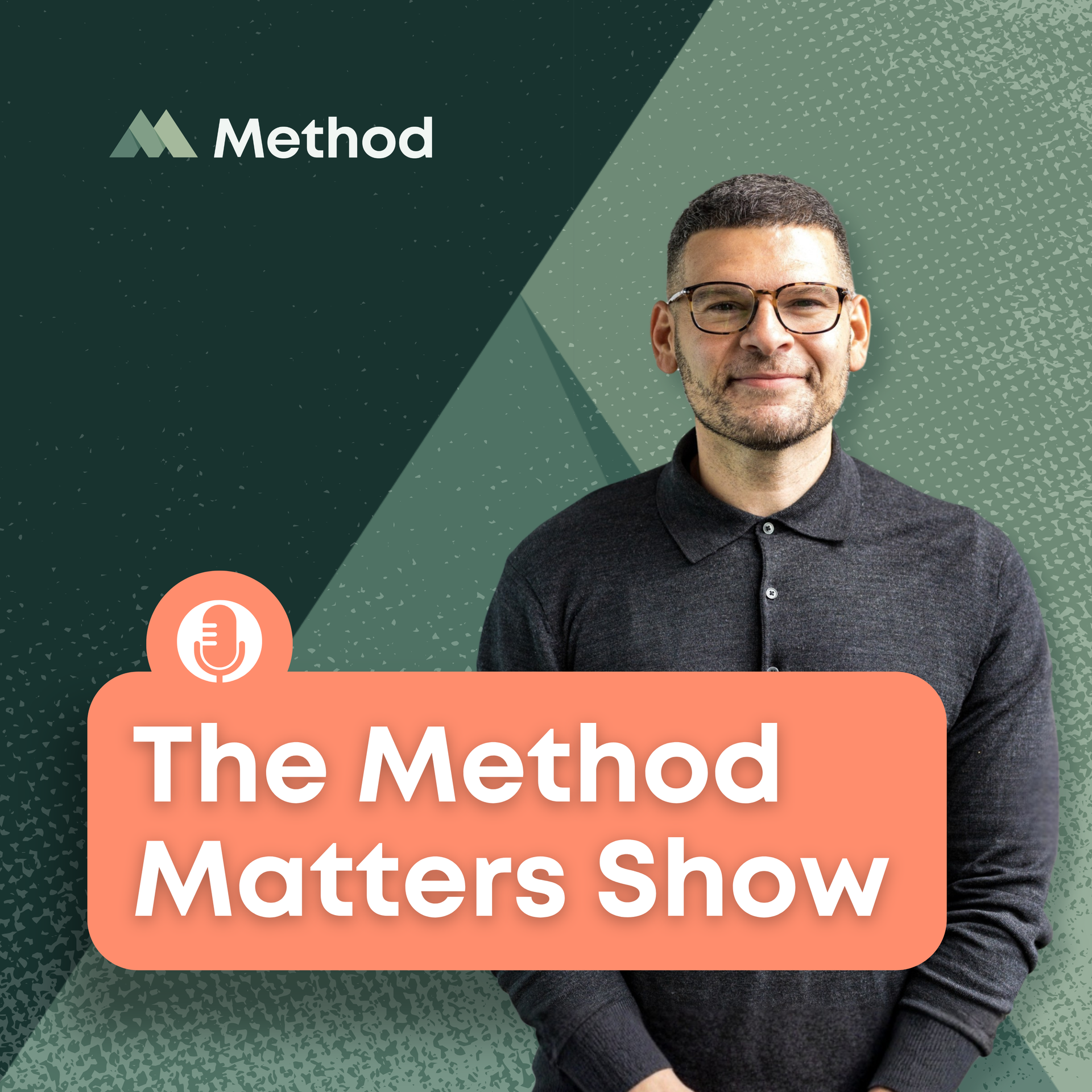 Green and light green abstract logo of a stylized mountain or letter 