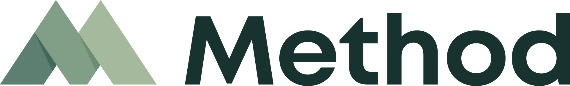 Two overlapping, angled, green shapes forming the letter 