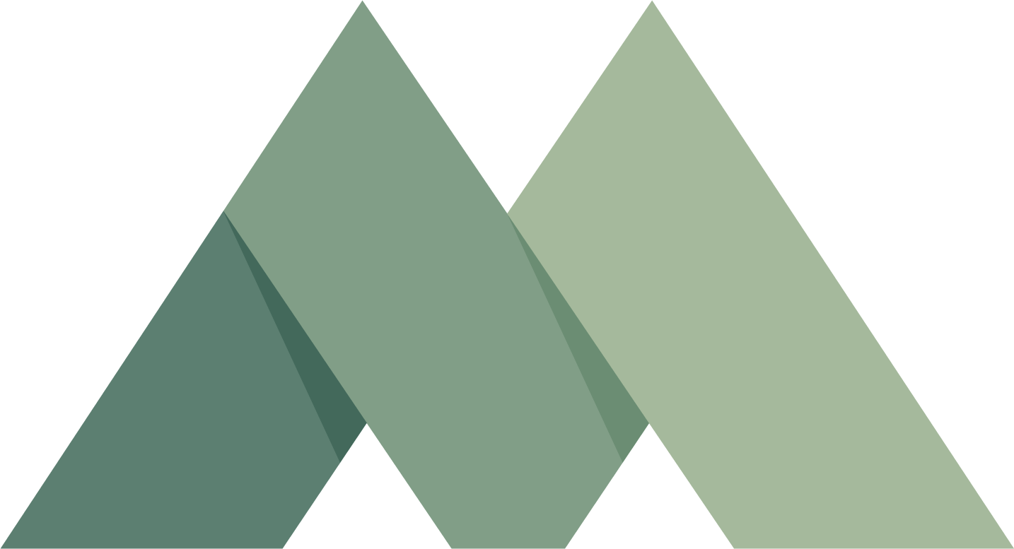 Green and light green abstract logo of a stylized mountain or letter