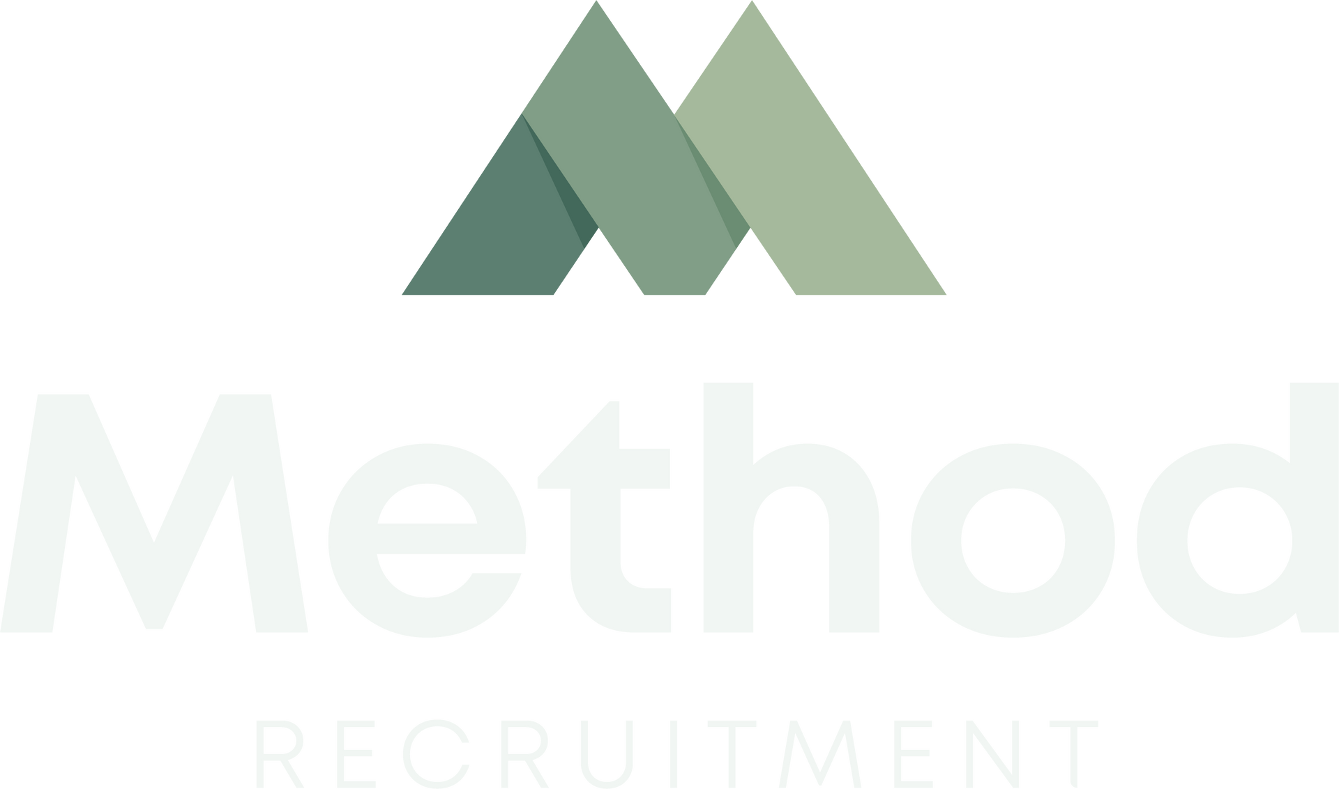 Logo of Method Recruitment. Green abstract mountain peak over the word 