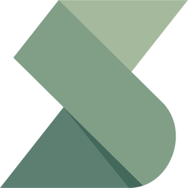 Green folded ribbon logo.