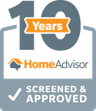 The home advisor logo is screened and approved for 10 years.