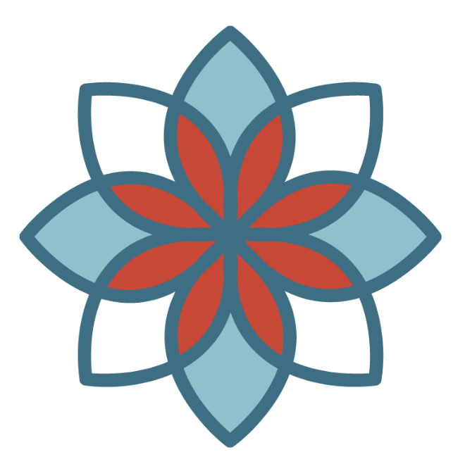 A logo for complete acupuncture with a flower in the center