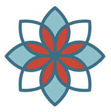 A logo for complete acupuncture with a flower in the center