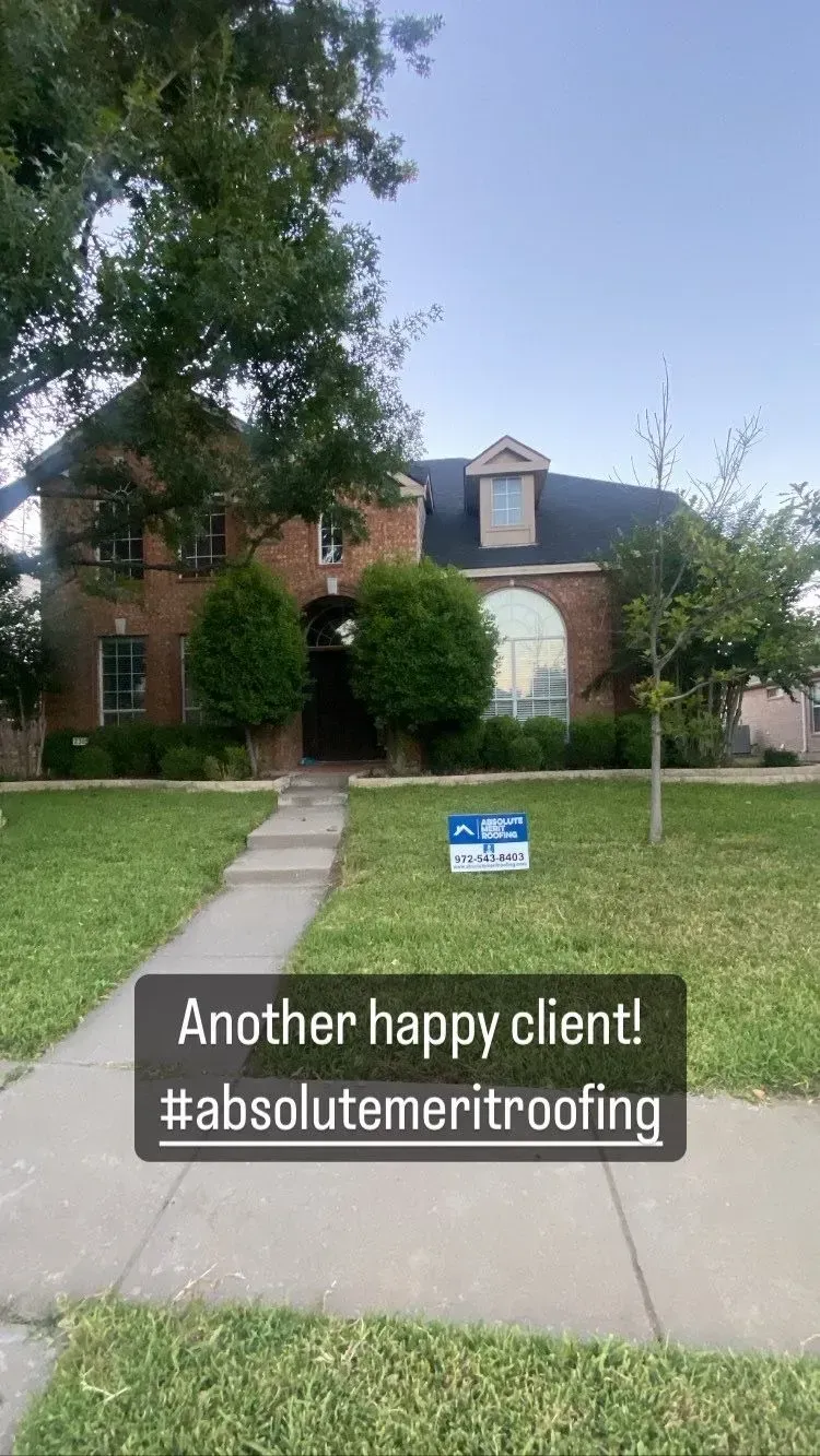 A house with a sign in front of it that says `` another happy client ! ''