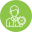 Icône représentant une personne avec une coche dans un cercle vert.