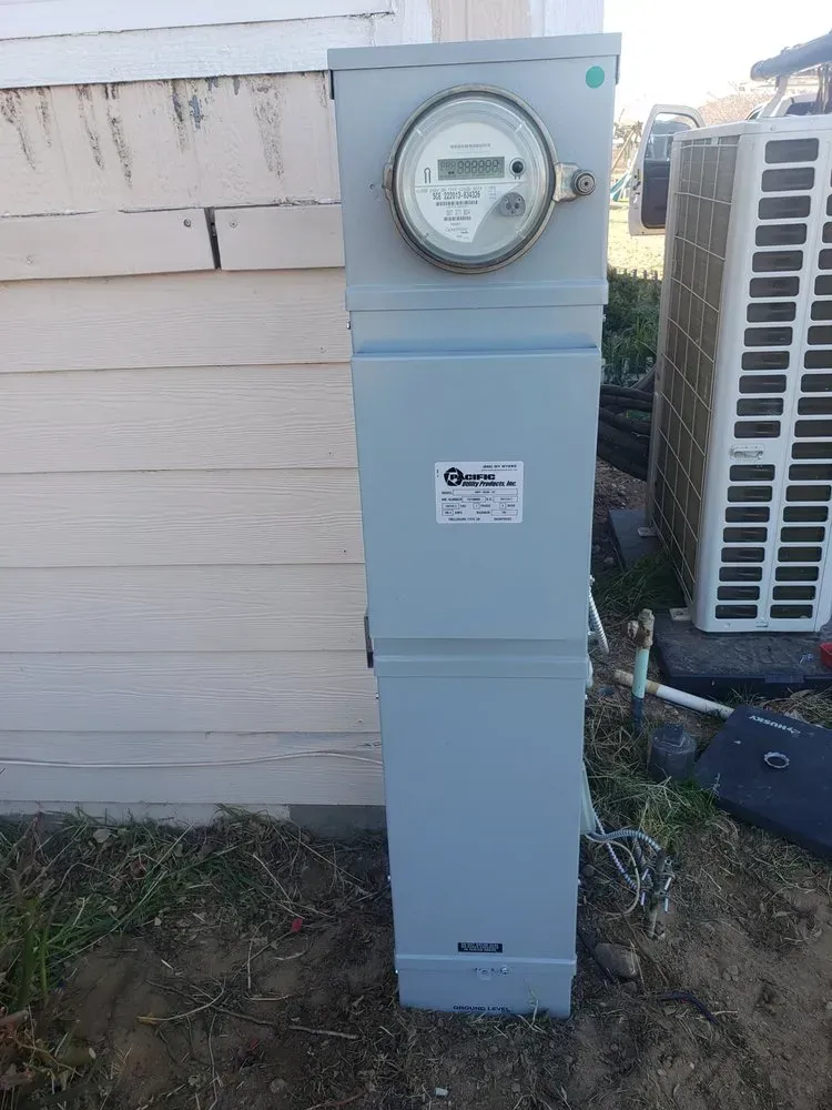 There is a meter on the side of a building.