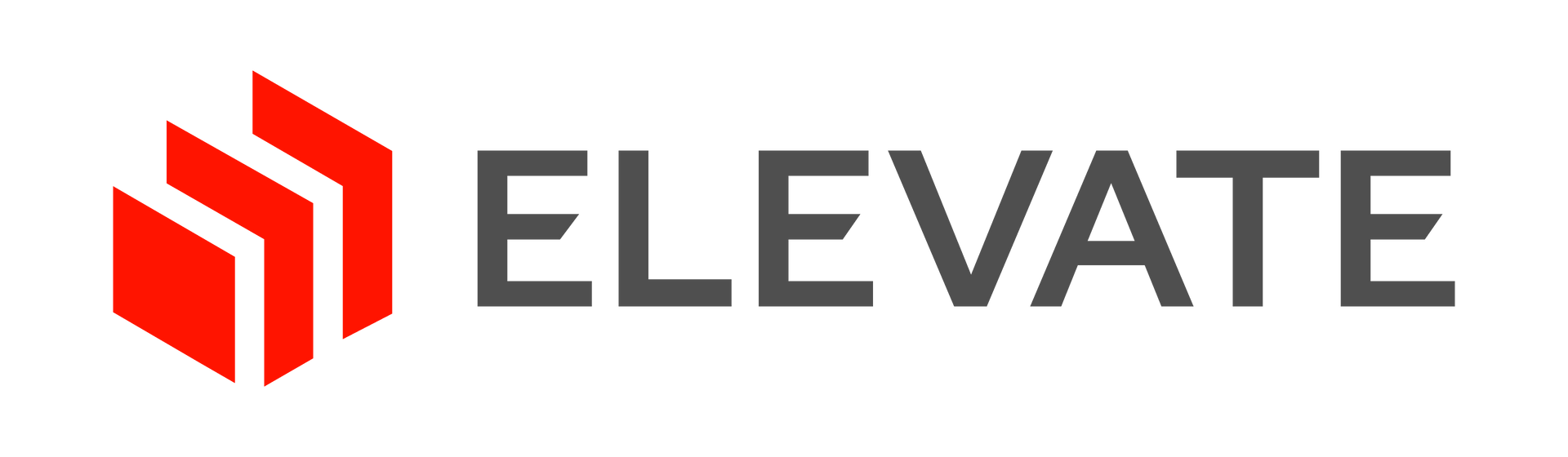 A logo for a company called elevate with a red hexagon on a white background.