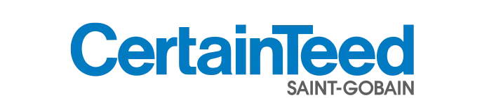 A blue and white logo for certainteed saint gobain