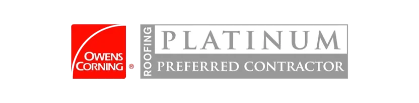 A platinum roofing preferred contractor logo on a white background