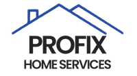 The Profix Home Services logo featuring a blue house outline above the bold black text "PROFIX HOME SERVICES".