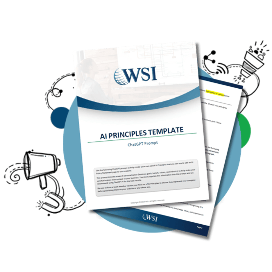 A wsi ai principles template is sitting on top of a table.