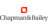Logo of Chapman & Bailey, red square icon above text.