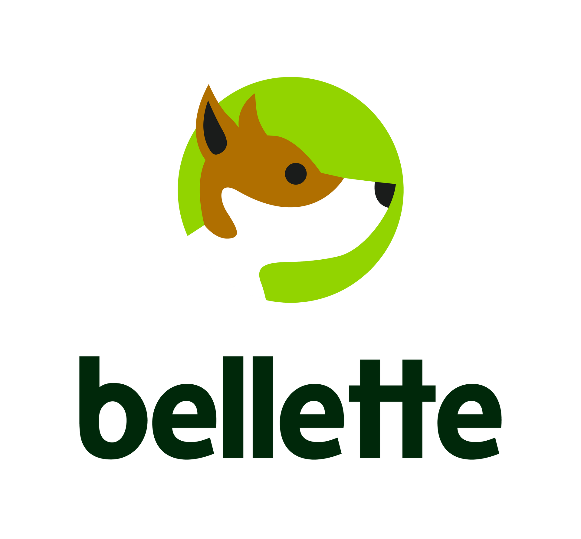 Logo of bellette, featuring a fox head inside a green circle, with the name in dark green text below.