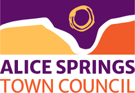Alice Springs Town Council logo: purple and orange landscape with a sun and text.