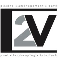 Un logo pour une entreprise appelée 2v pool landscaping interlock