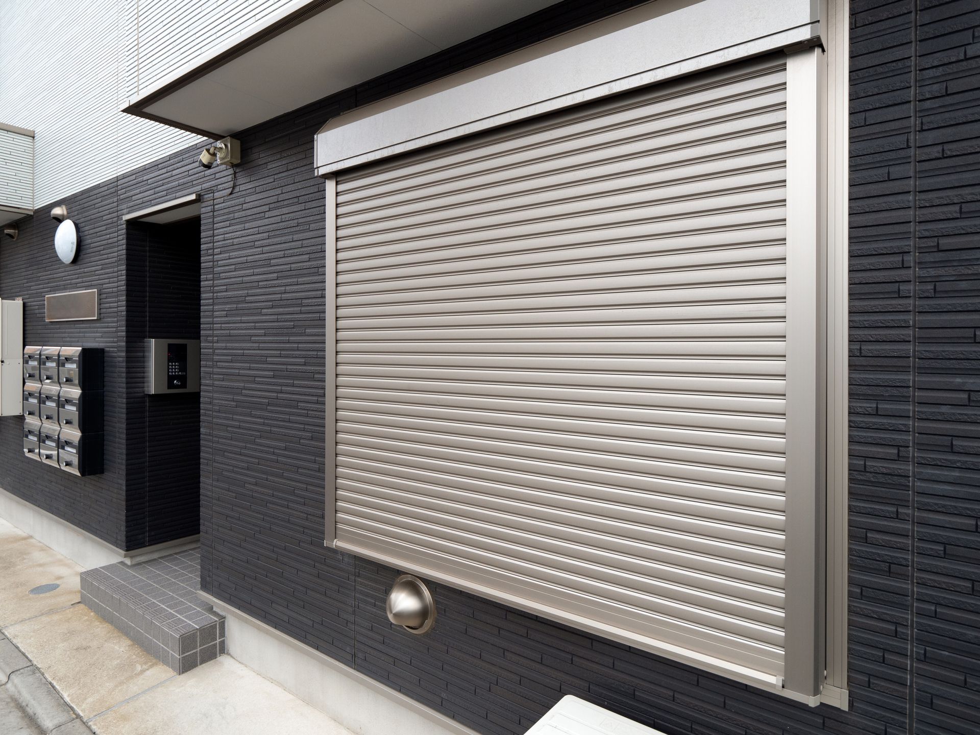 Residential window with roller shutter. Residential window with roller shutter.