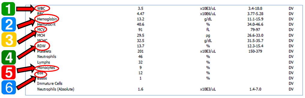 Blood test results