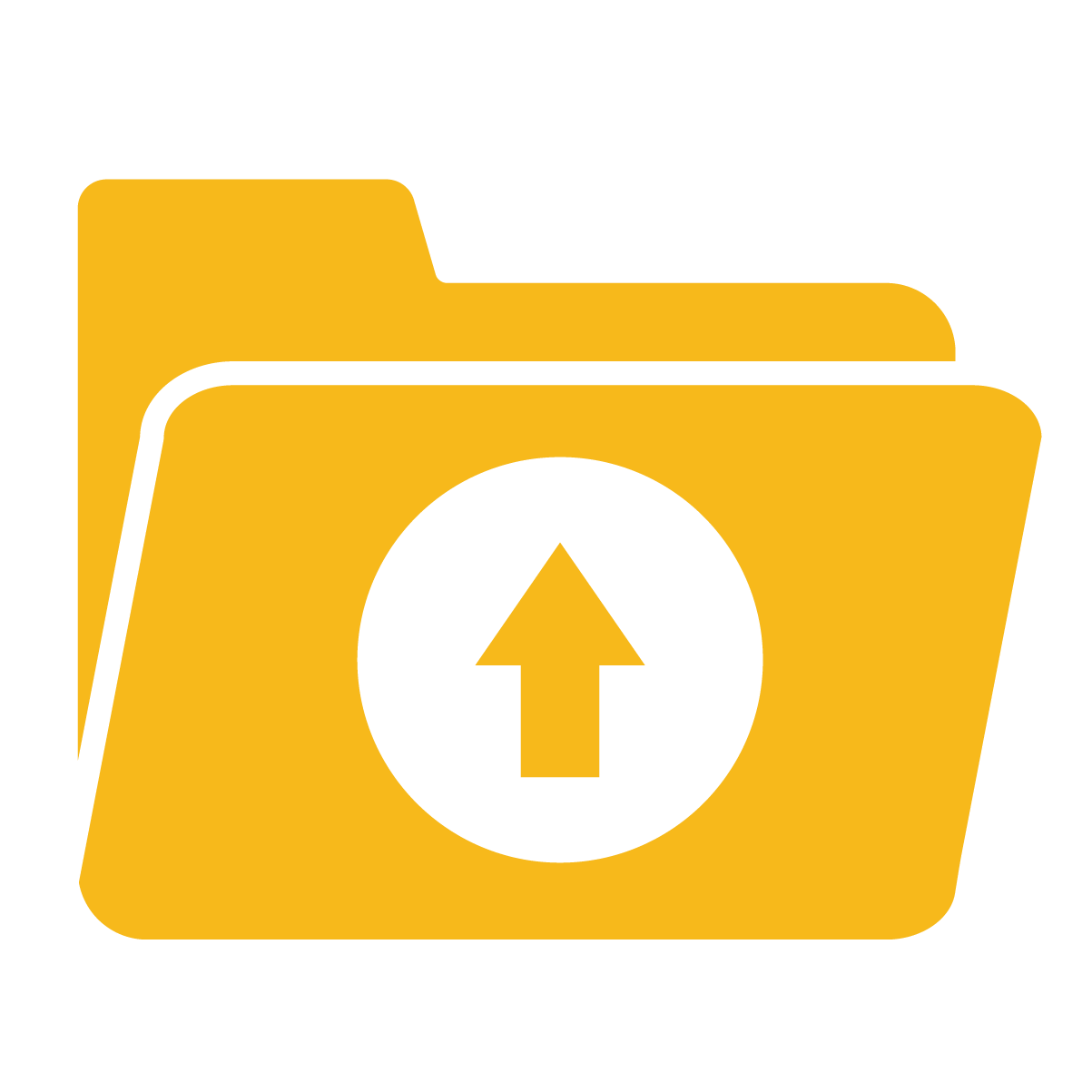 A yellow folder with a white arrow pointing up.