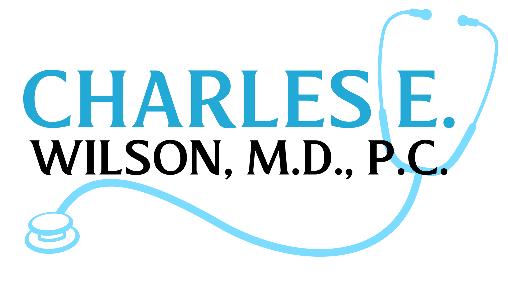 A logo for charles e. wilson , m.d. , p.c. with a stethoscope.
