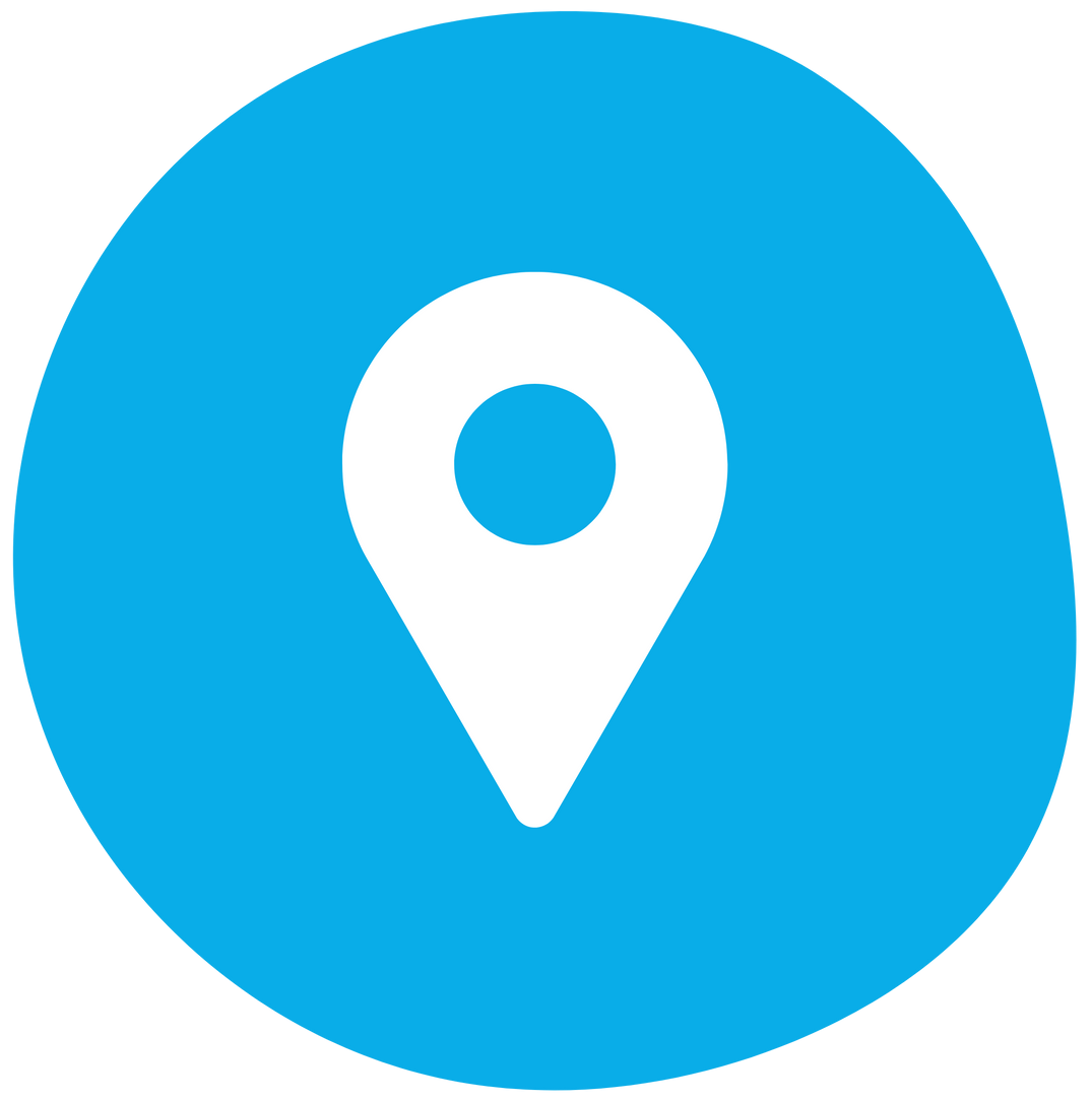 A blue circle with a white pin in the middle.